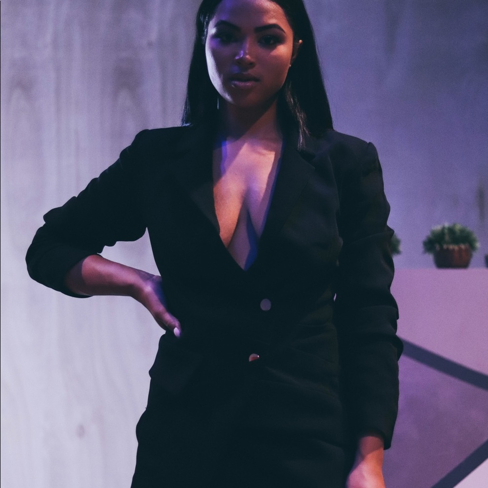 House of CB Draped Tuxedo dress